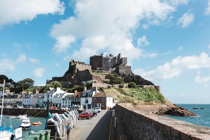 Mont Orgueil is a castle in Jersey that overlooks the harbour of Gorey