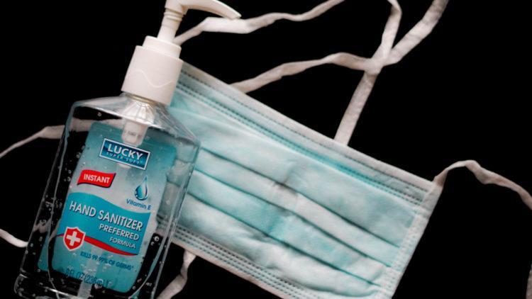 Face mask and sanitiser 16-9