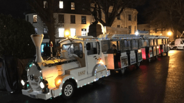All aboard the Petit Train shuttle for late-night shoppers