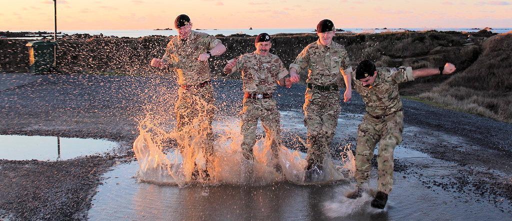 Captain Musgrove Corporal Legg Lance Corporal White Sapper Chris Lindsay Recruit Toby Kilgour Guernsey Troop of the Jersey Field Squadron