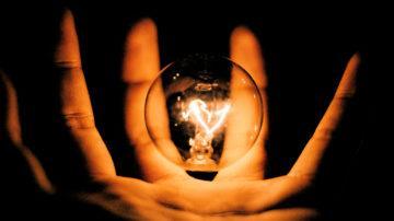 Light bulb in hand