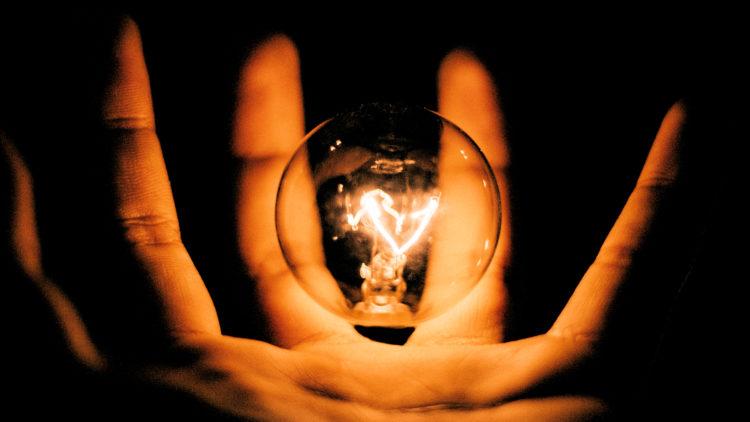 Light bulb in hand