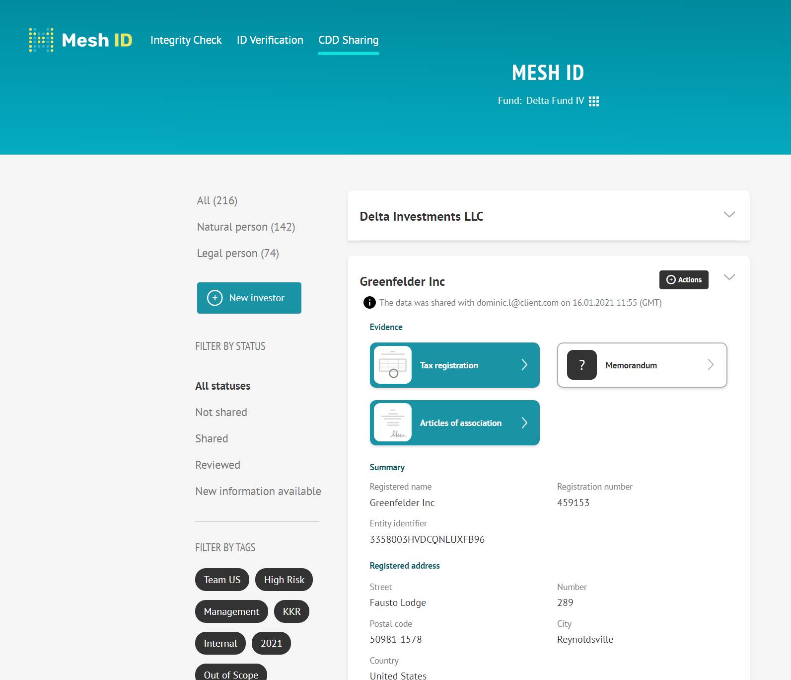 Mesh ID screenshot Funds sharing 01