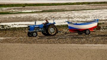 Tractor boat trailer beach