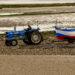 Tractor boat trailer beach