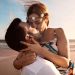 Wedding beach kiss