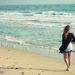 Girl beach walking