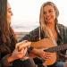 Girls females guitar beach