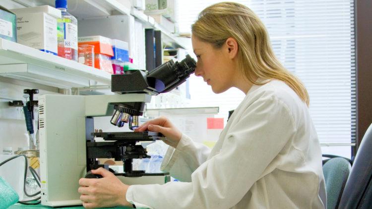 National Cancer Institute woman microscope