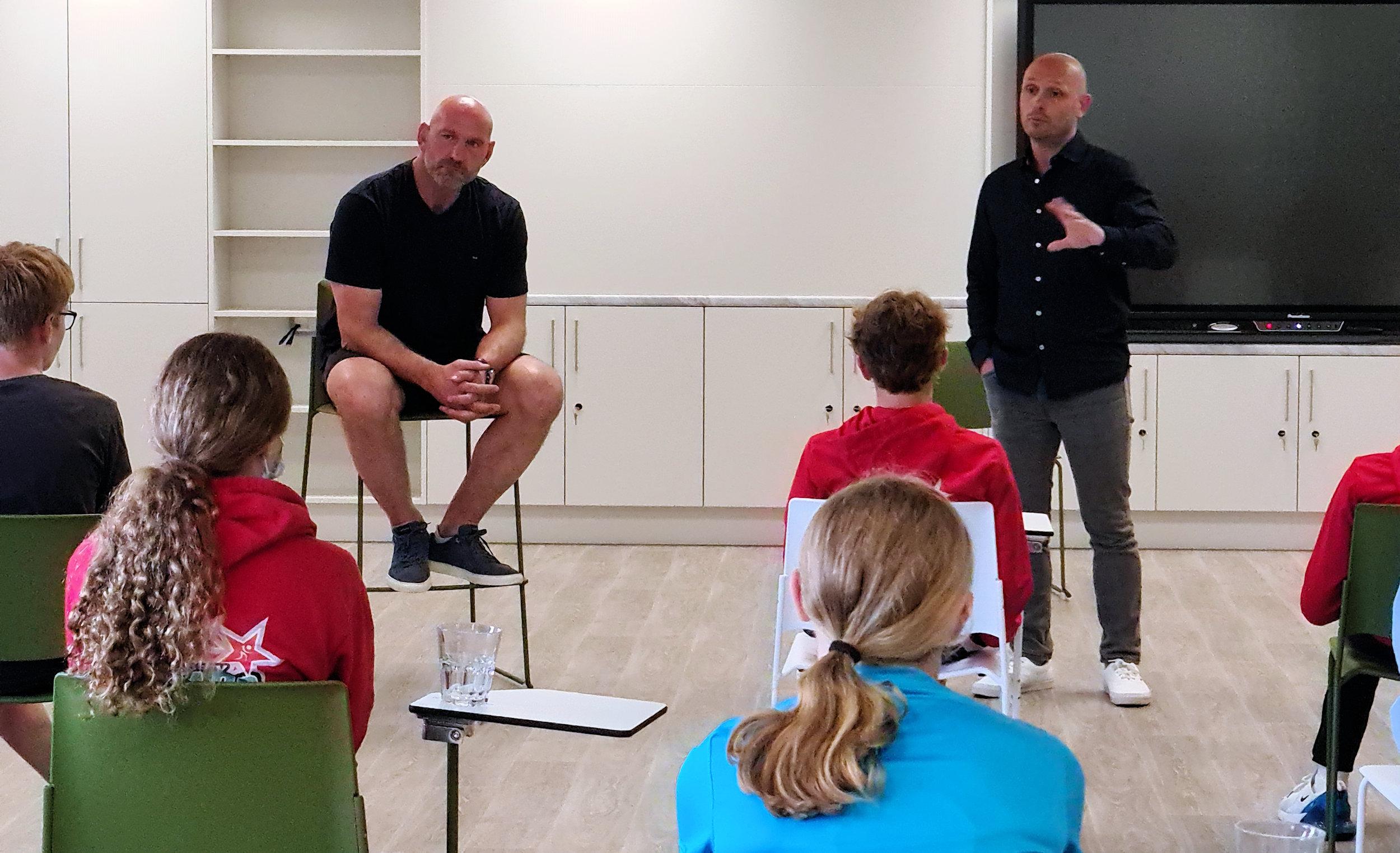Lawrence Dallaglio with athletes at Strive Academy