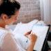 Girl using iPad tablet