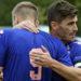Jersey Bulls Team Captain James Queree embraces team mate