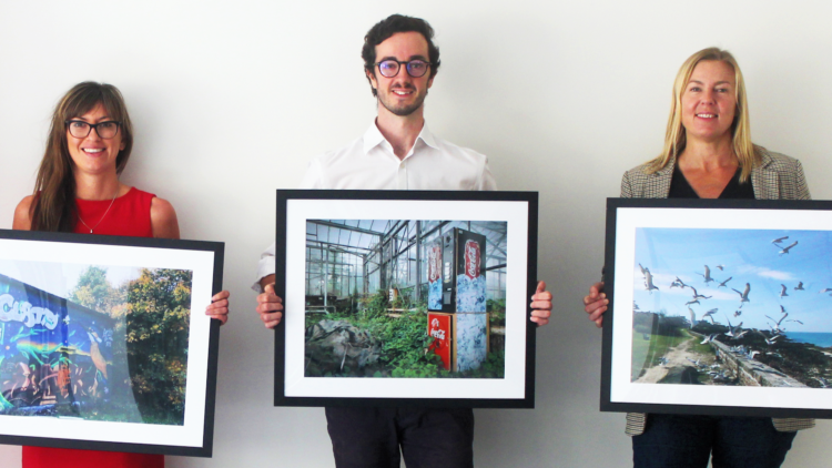 Team Mourant photography competition winners (L to R) Iona Mitchell – Knowledge Lawyer; Alasdair McKenzie - Associate, Finance & Corporate; and Gerie Green – Solutions Analyst