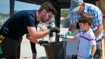 Guernsey Electricity Power to the People recipient Clean Earth Trust at a recent beach clean