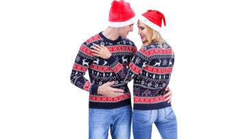 Christmas jumpers couple