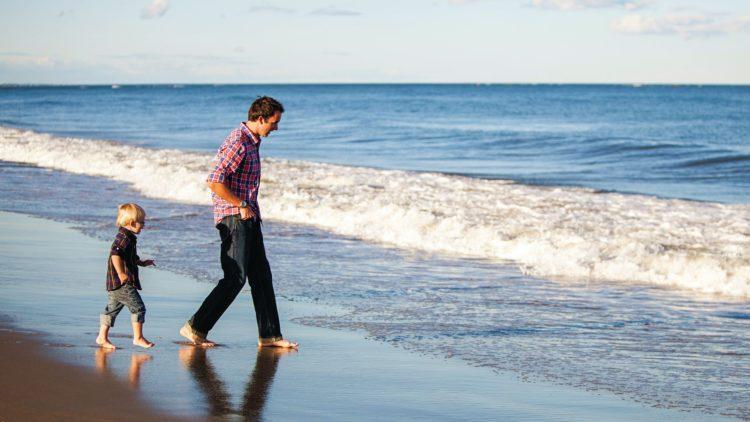 Father dad son on beach