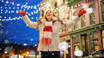 Christmas woman snow