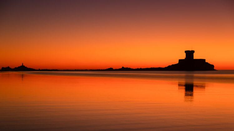 Jersey Photographic Club Alan Huelin Lighthouse and tower at sunset