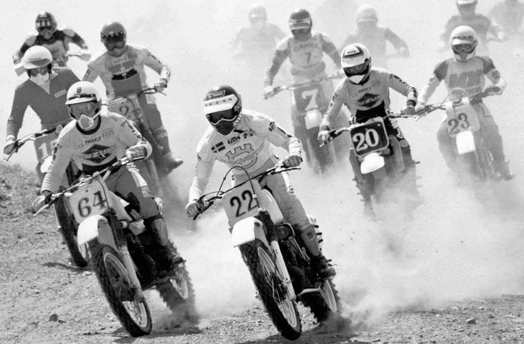 Just after the start of a motocross grand final in the 1984 season