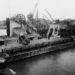 Dutch bucket dredger, Karang, prepares ground for Coffer dam No 2. 1930
