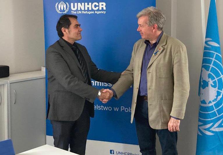 Jersey's Chief Minister with UNHCR Representative to Poland, Mr Martin Kajdomcaj