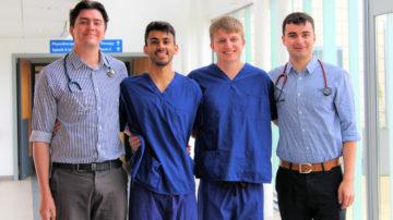 MSG med students - April 22 - Max, Karan, Toby, Josh - smiling