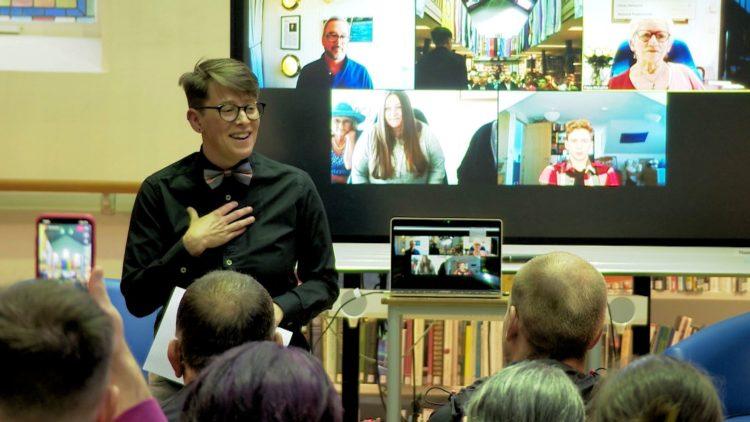 Ellie Jones hosting at 2021 Channel Island LGBTQ+ Writing Competition