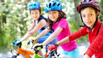 children biking