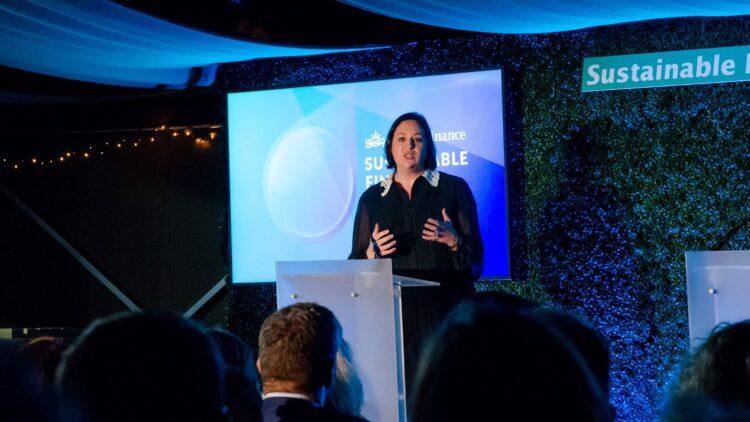Amy Bryant speaking at Sustainable Finance Awards 2022