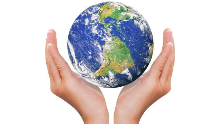 Hands holding Earth World