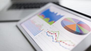 Tablet with business statistic chart