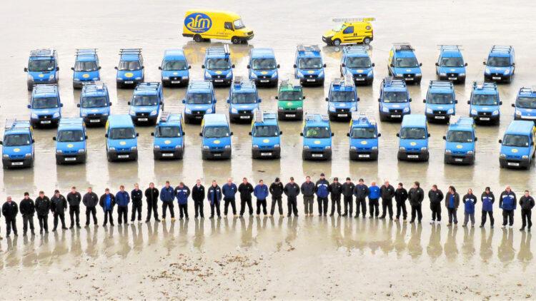 AFM vans on beach
