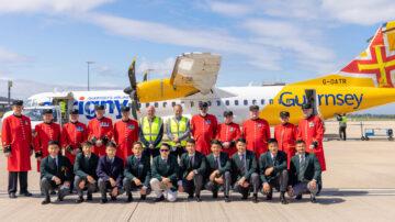 Chelsea Pensioners and Gurkhas arrive for Liberation Day with Aurigny’s help