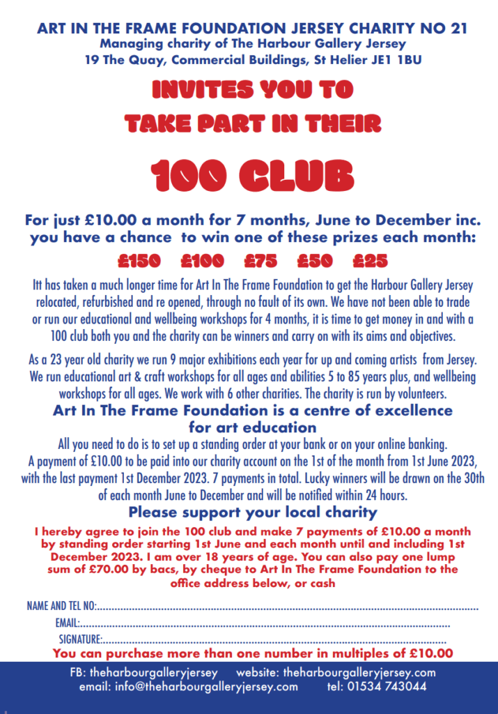 Harbour Gallery 100 Club Flyer 2023