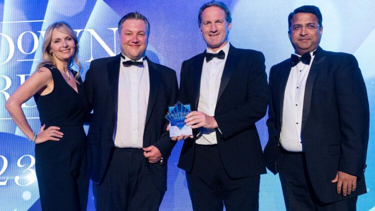 Highvern's James Bryant and Aidan O’Flanagan (centre) at the Drawdown Awards