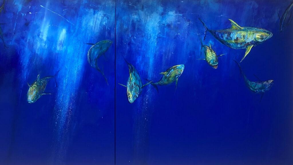 Nicholas Romeril, For the Love of Blue, Dyptych, 2023, Oil on Canvas