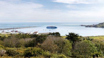 Journalists and travel agents sail into Alderney on Ocean Albatros adventure ship