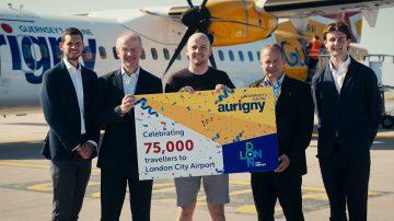 Aurigny celebrates 75,000th passenger milestone to London’s City airport