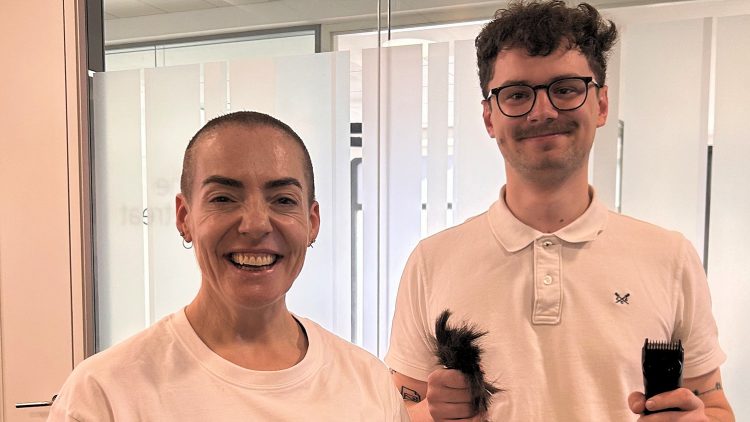 Chloë Blampied post head shave with Charlie Lucas